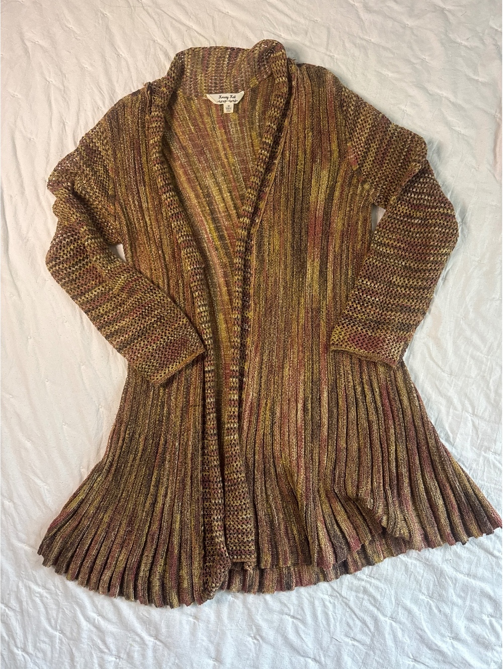 Krazy Kat Multicolor Open Front Knit Cardigan Sweater Medium